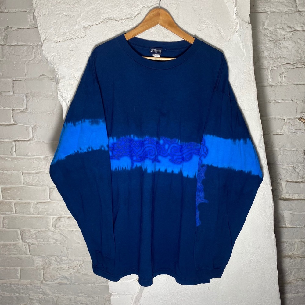 Extreme Limit Mens‎ XL Long Sleeve Tshirt Navy Blue Y2K Tribal Streetwear